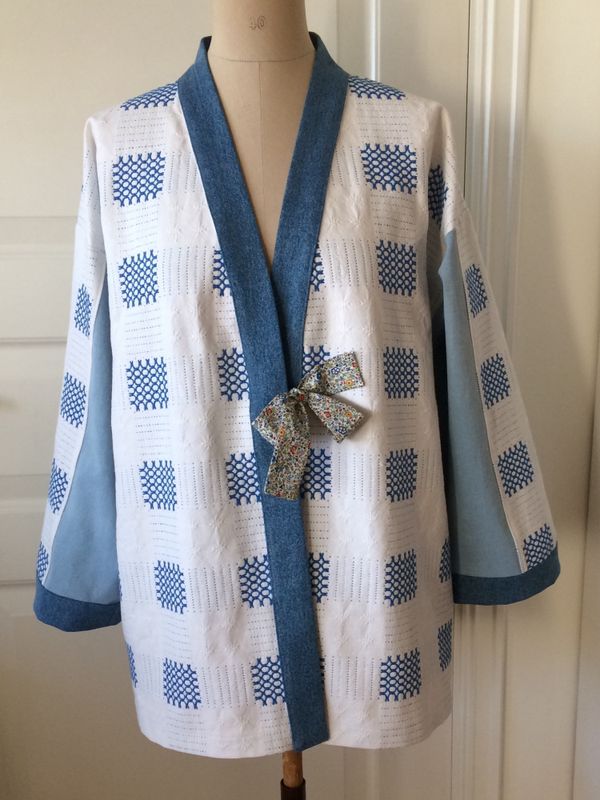 X SOLGT Kimono blå/hvit