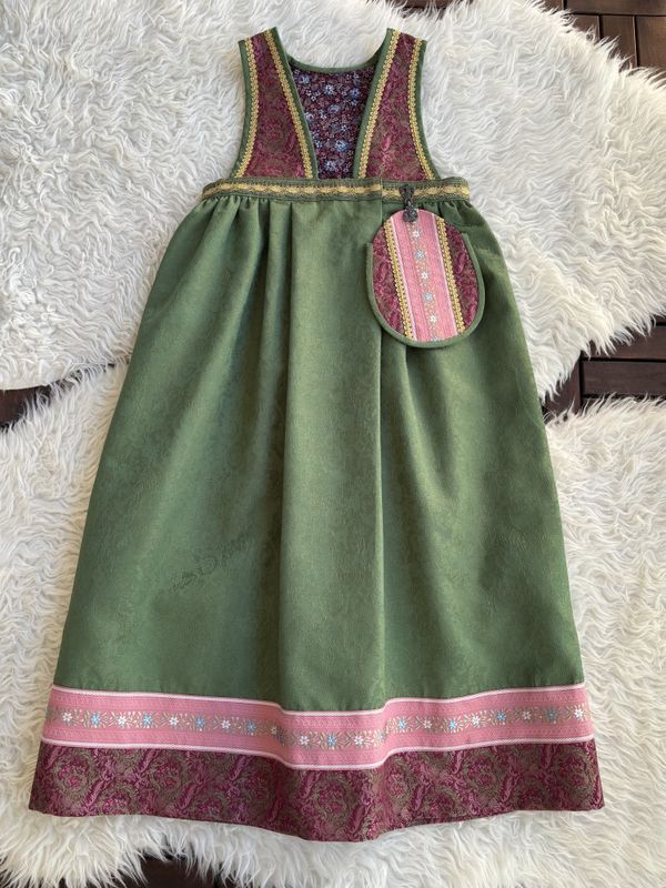 SOLGT Festdrakt Astrid grønn/rosa/burgunder