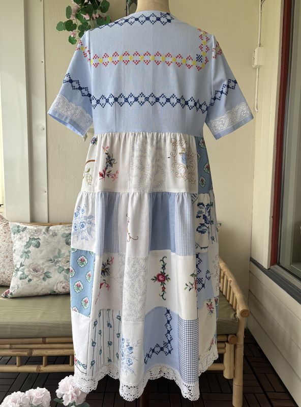 Kjole Fryd lysblå patchwork